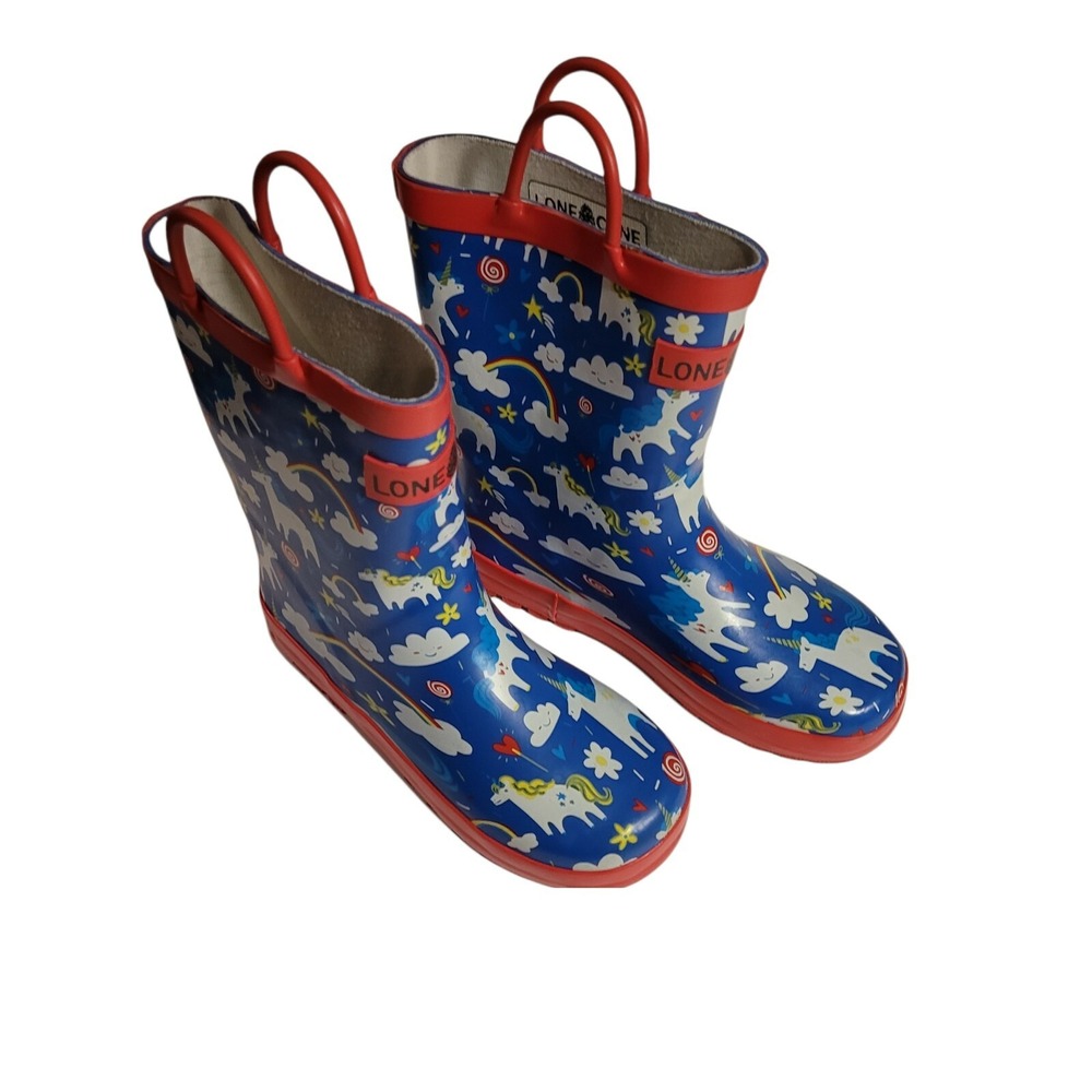 Lone Cone Rain Boots Kids Lone Cone Kids Size 1 Unicorn Multicolor Red Blue - Picture 2 of 6